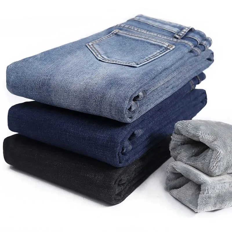 Women's Jeans Fleece Plus Velvet Skinny Pencil Pants Women Slim Denim Jeans - WJN0025