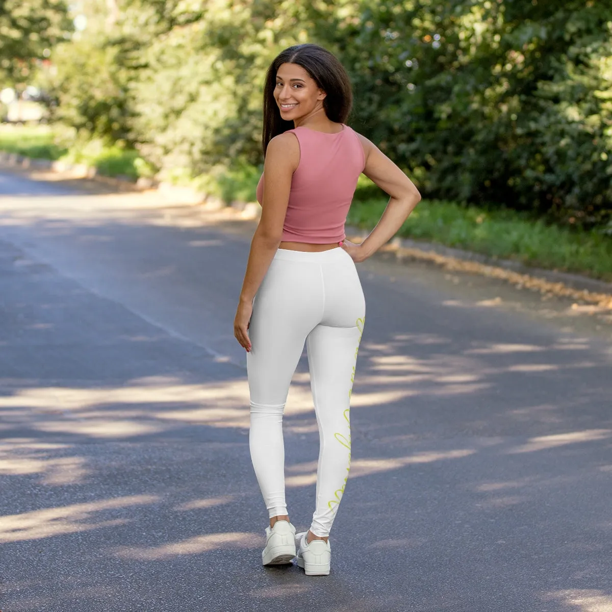 Women's Spandex Leggings ( Be Yourself )" White