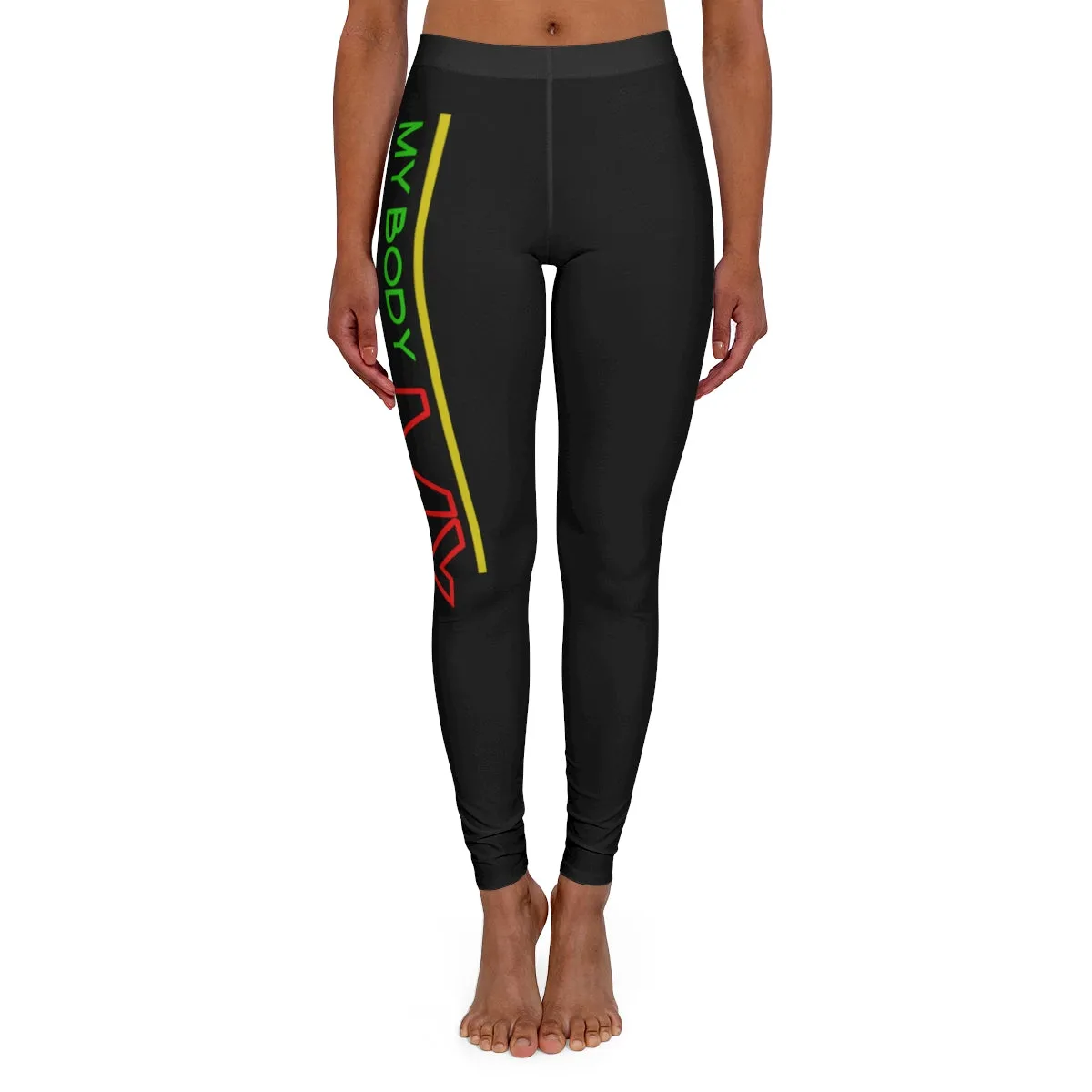 Women's Spandex Leggings ( My body my rules) BLACK