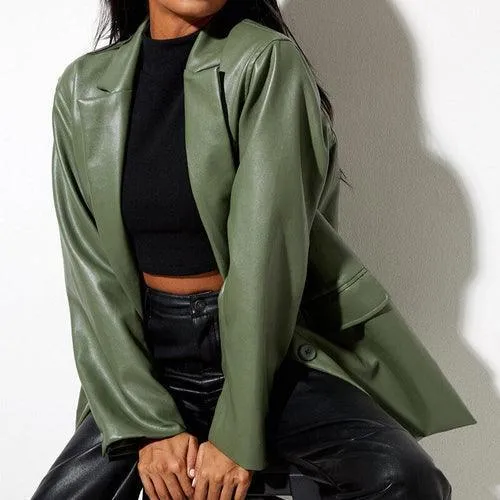 Y2k Street Vintage Solid Long Sleeve Jacket Blazer  Casual Loose